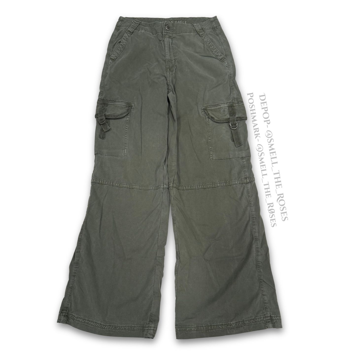 American Eagle Wide Leg Slouchy Sage Green Cargo Pants