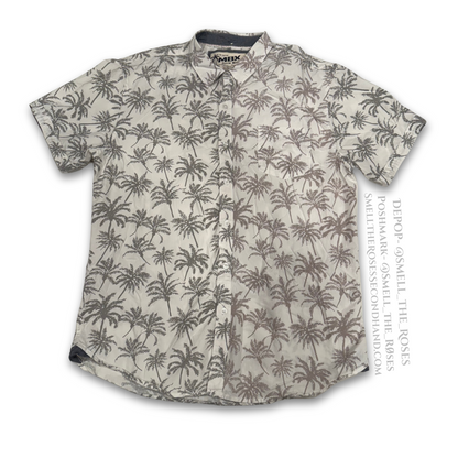 MBX Denim Wear Men's Short Sleeve Palm Tree Button-Up