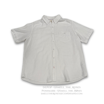 Weatherproof Vintage White Linen Men's Button-Up