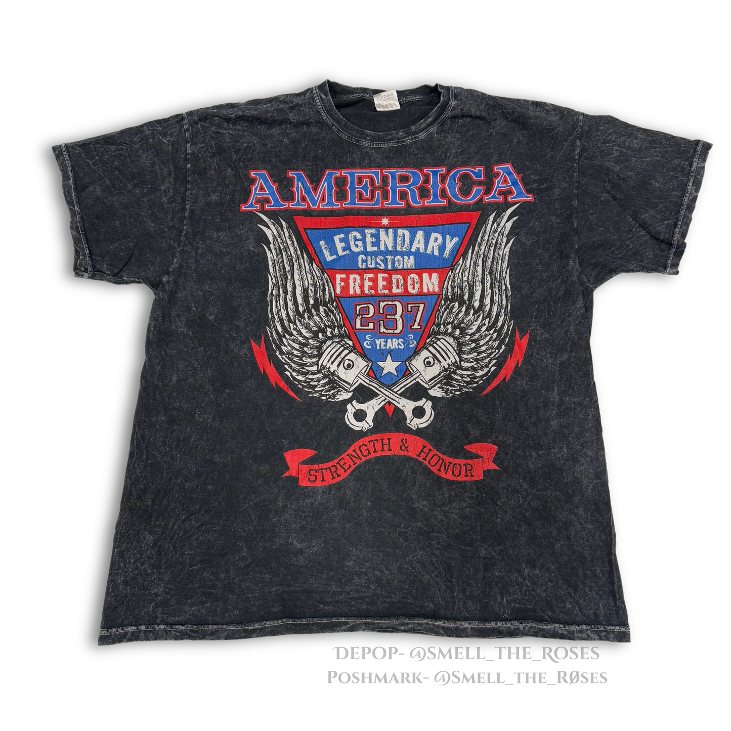 Vintage Fruit of the Loom Biker Tee with American Flag Design