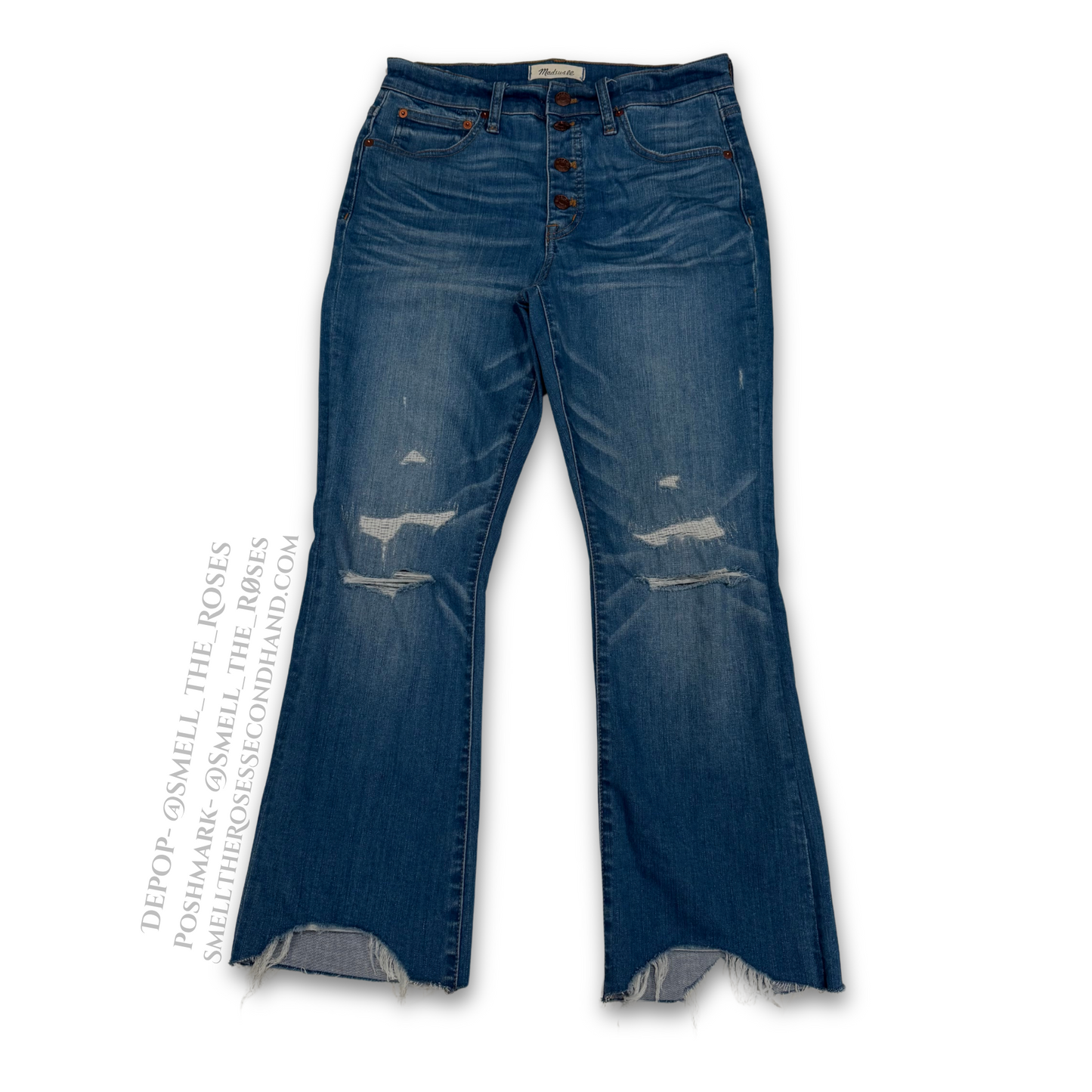 Madewell Distressed Cali-Demi Bootcut Jeans with Button Fly