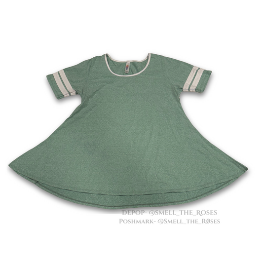 LulaRoe Varsity Striped Light Green Perfect Tee