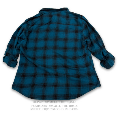 Eden and Olivia Blue and Black Plaid Flannel