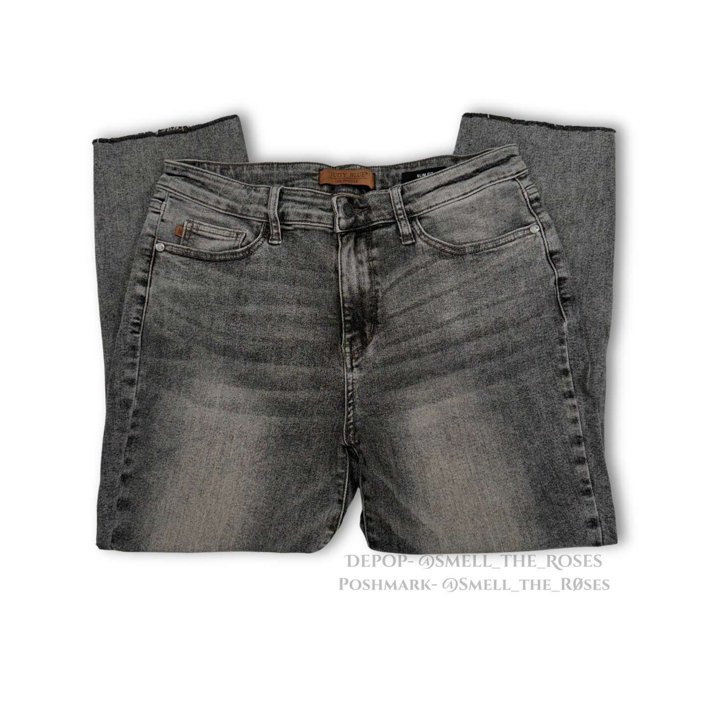 Judy Blue Gray Slim Fit Cut-off Jeans