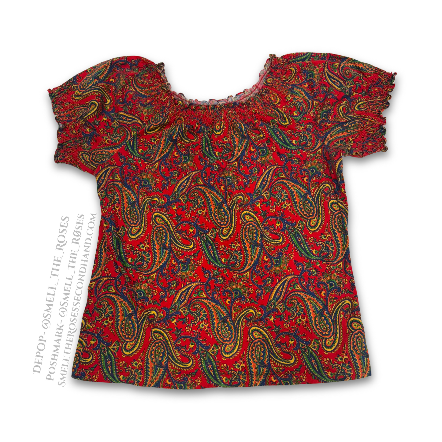 Lauren by Ralph Lauren Paisley Peasant Blouse