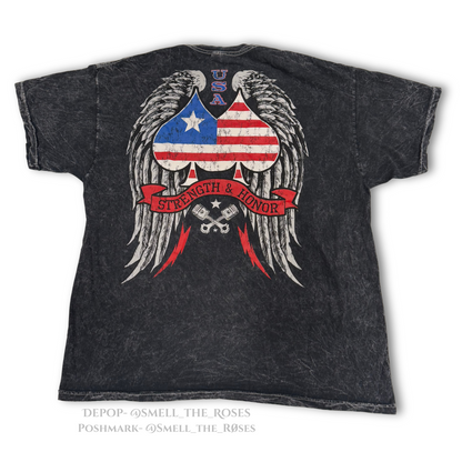 Vintage Fruit of the Loom Biker Tee with American Flag Design