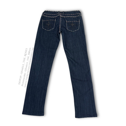 Lamasini Low Rise Slim Straight Chunky Stitch Jeans