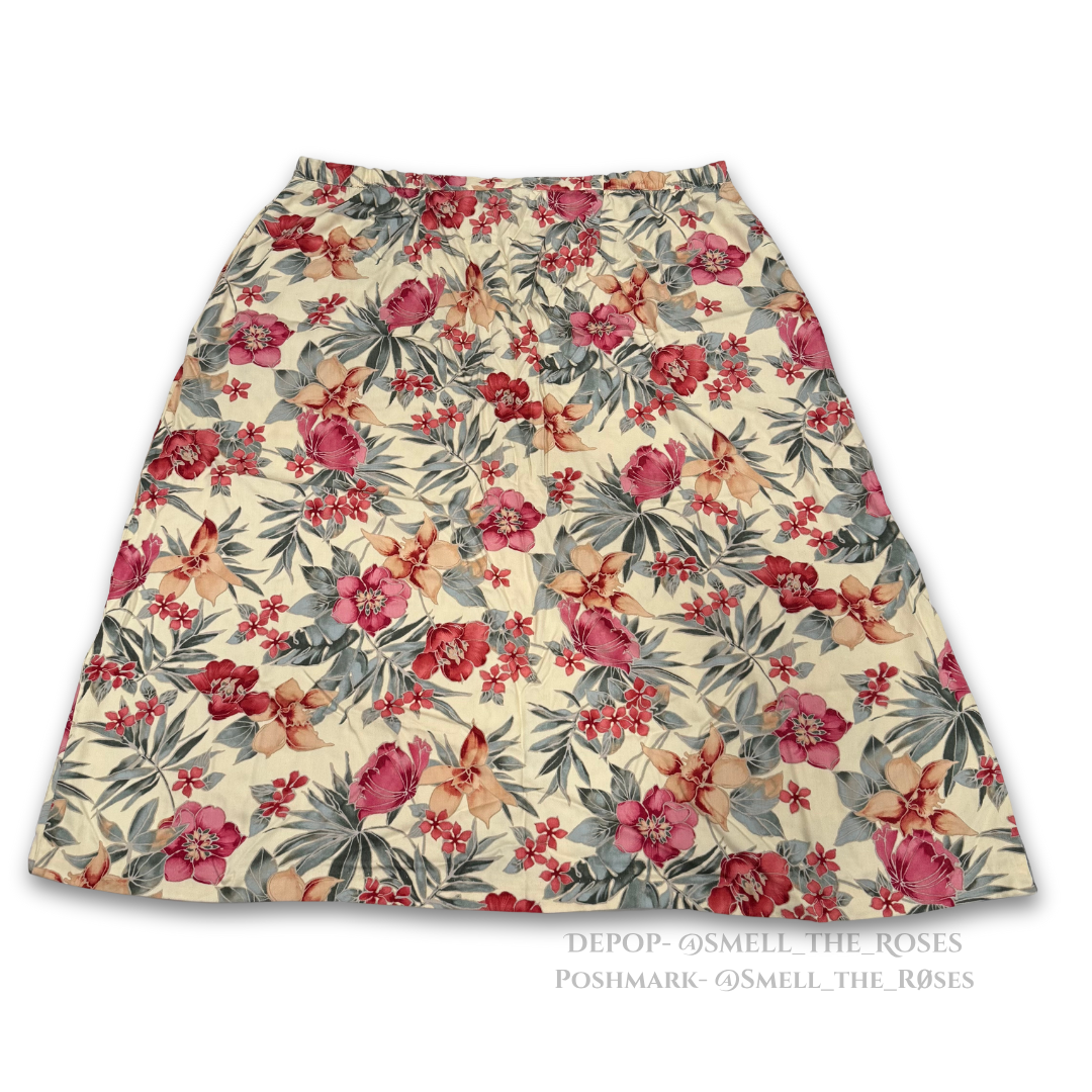 Vintage Napa Valley Floral Midi Skirt