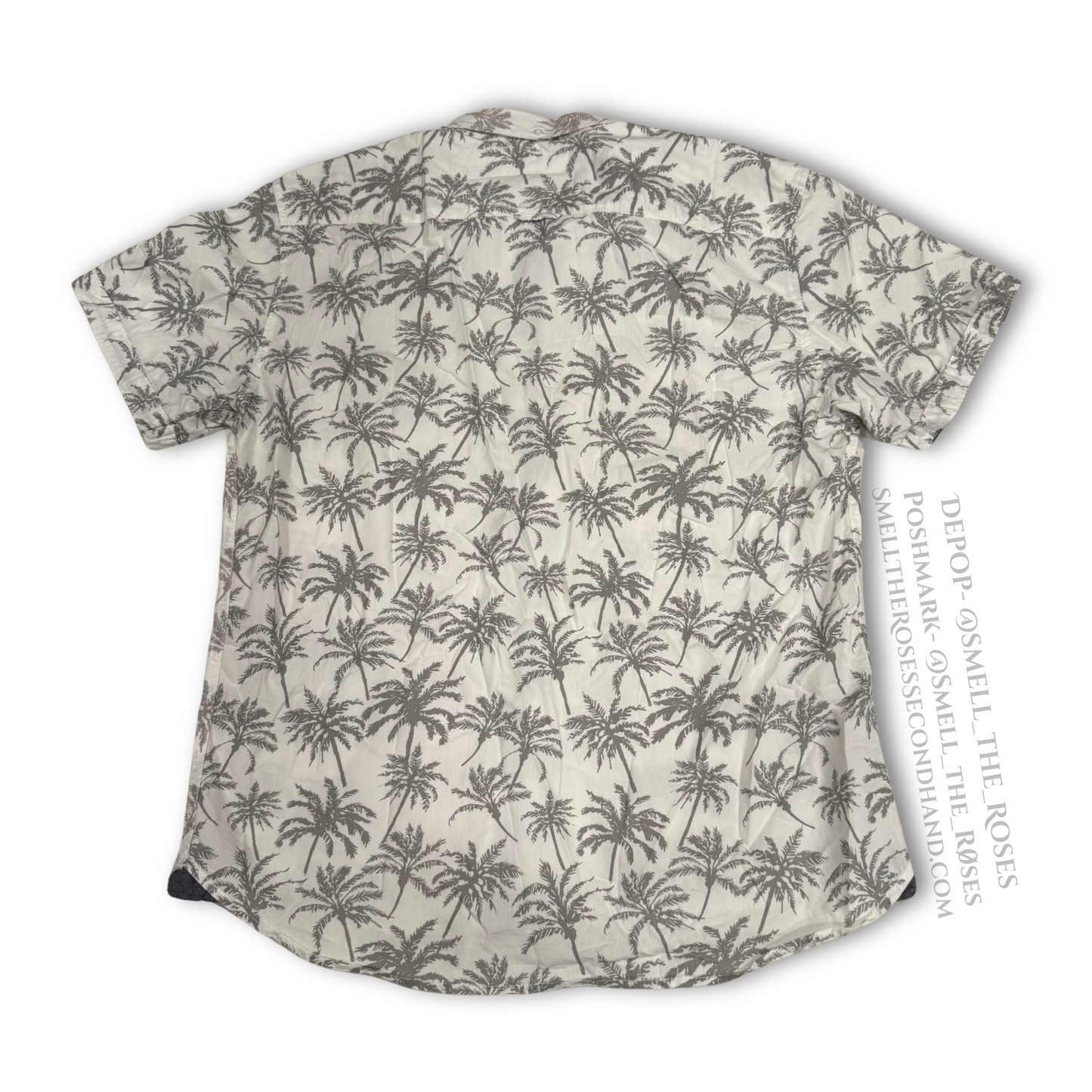 MBX Denim Wear Men's Short Sleeve Palm Tree Button-Up