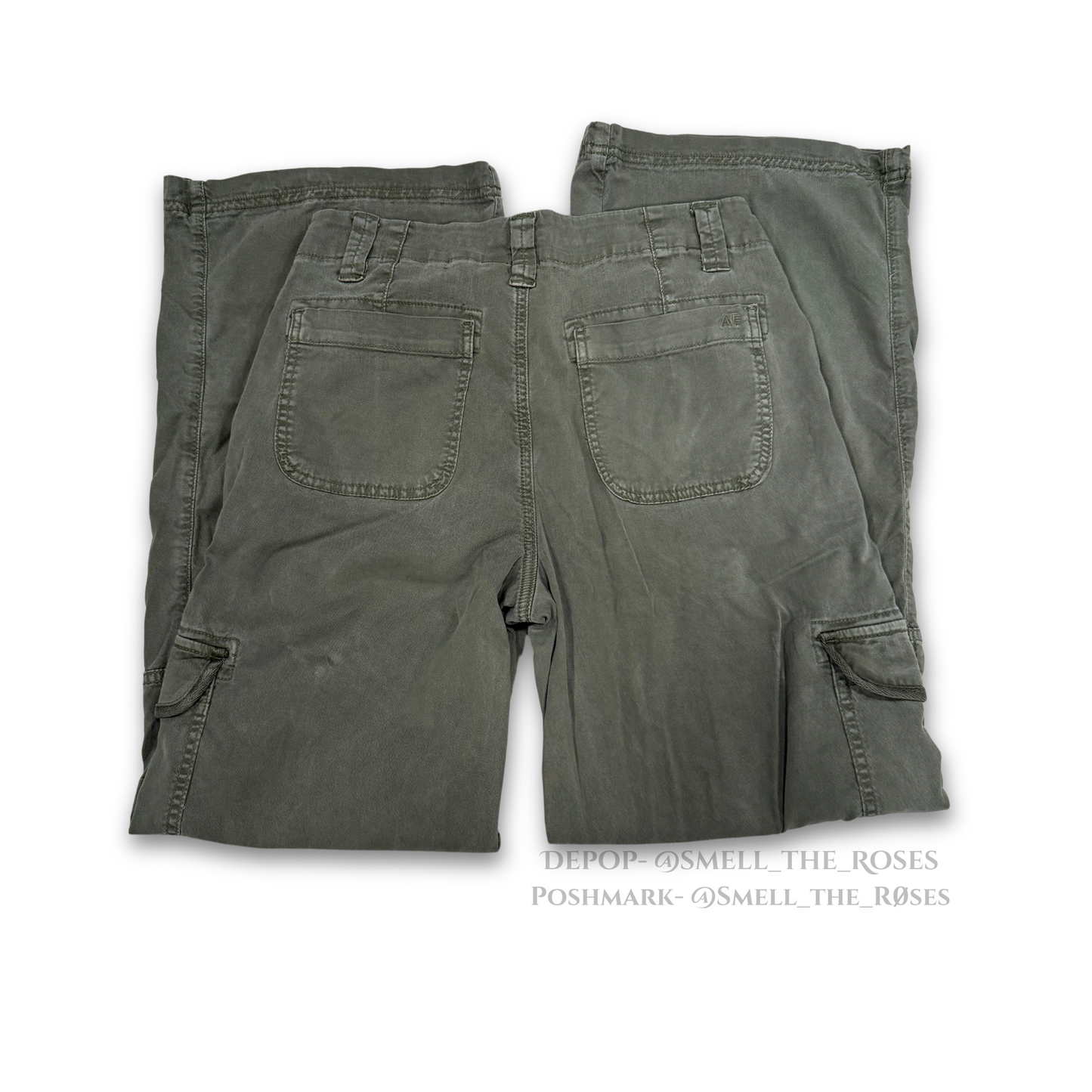 American Eagle Wide Leg Slouchy Sage Green Cargo Pants