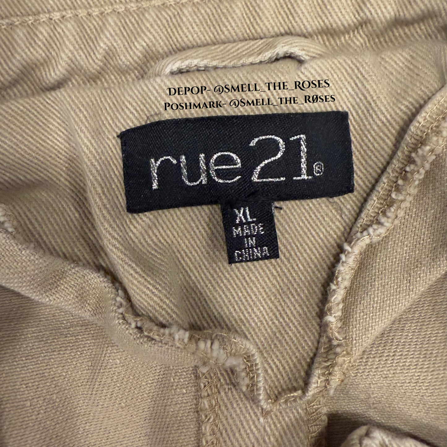 Vintage Y2K Rue 21 Tan and Brown Khaki Biker Jacket