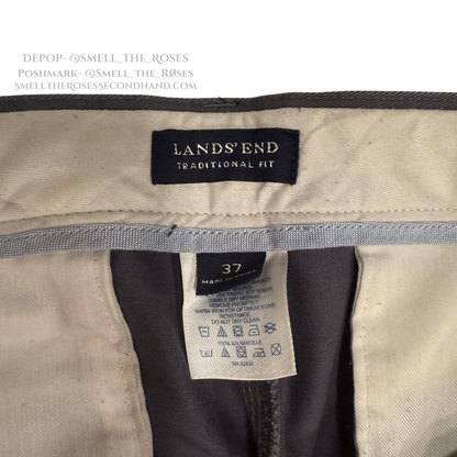 Land's End Gray Traditional Fit Pleated Front Dress Pant