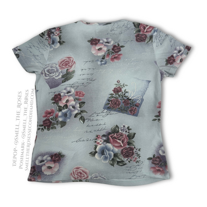 Vintage Moving Bleu Fitted Floral Tee