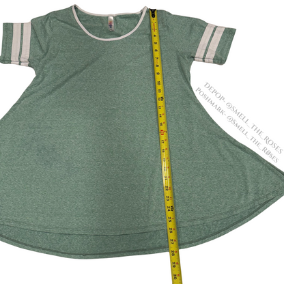 LulaRoe Varsity Striped Light Green Perfect Tee