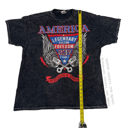 Vintage Fruit of the Loom Biker Tee with American Flag Design