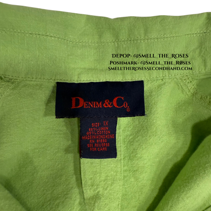 Vintage Denim & Co Light Green Y2K Button-Up Top