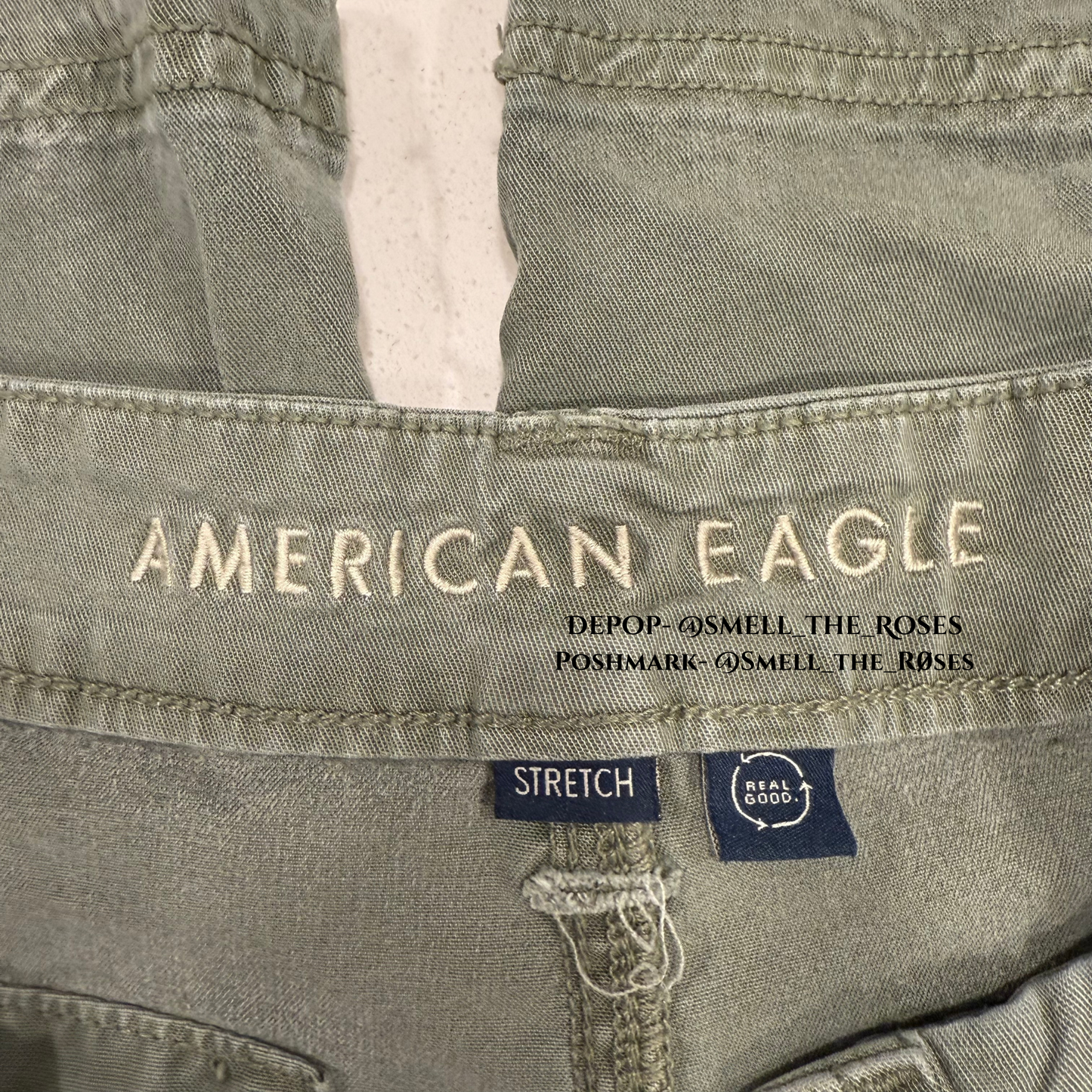 American Eagle Wide Leg Slouchy Sage Green Cargo Pants