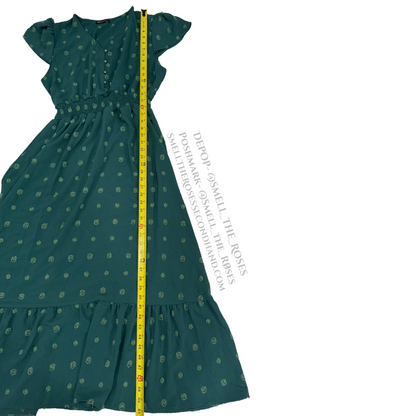 Pretty Garden Green Polka Dot Midi Ruffle Dress