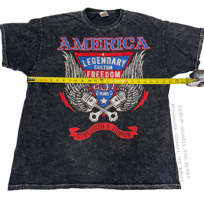 Vintage Fruit of the Loom Biker Tee with American Flag Design