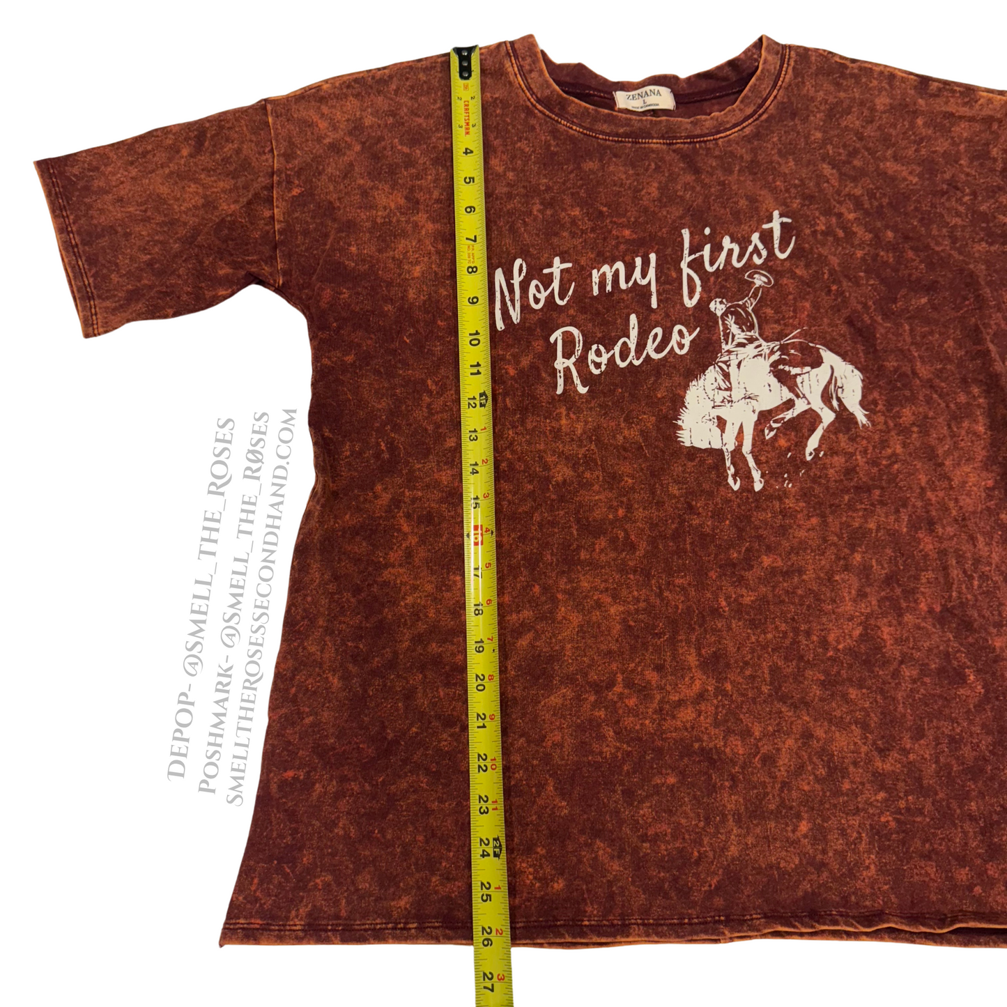 Zenana "Not My First Rodeo" Burnt Orange Stone Washed Tee