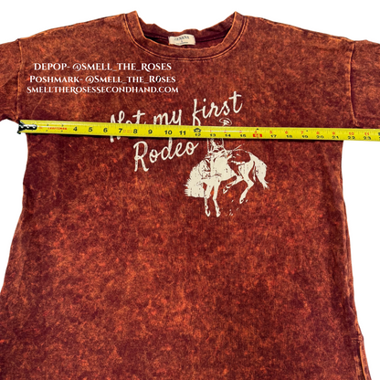 Zenana "Not My First Rodeo" Burnt Orange Stone Washed Tee