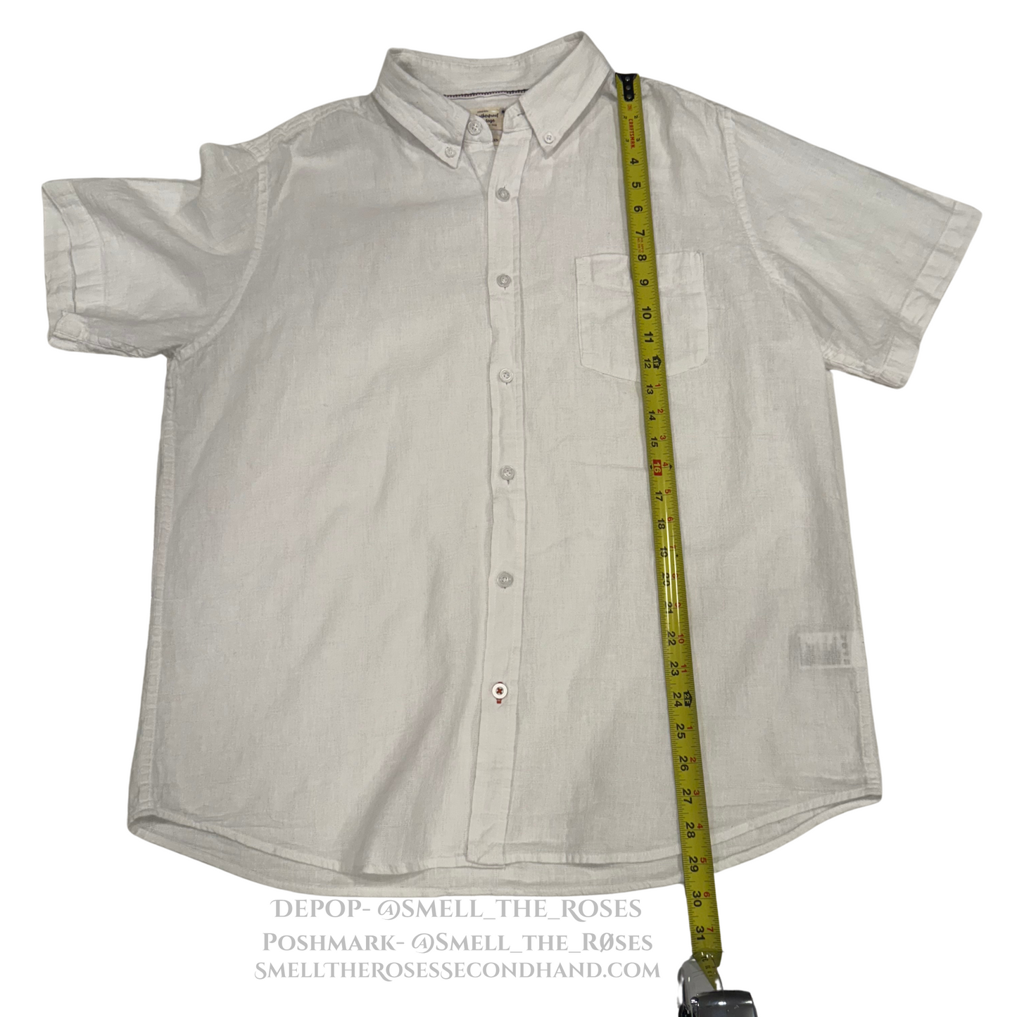 Weatherproof Vintage White Linen Men's Button-Up