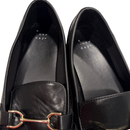 A New Day Black Penny Loafers with Bit Buckle Detail